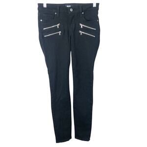 Paige Women's Edgemont Skinny Zipper Accent Jeans in Black Shadow Size 25